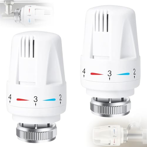 2 PCS Thermostatic Radiator Valve Head, Universal TRV Valves Head Thermostat M30 X 1.5, Radiator Thermostat Head Replacement, Anti Freeze Radiator Valve Heating System Automatical Temperature Control