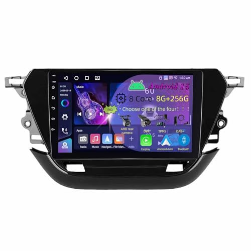 9 Pollici Doppio Din Android 15 Autoradio per Opel Corsa F 2019-2023 con Car Play Telecamera Posteriore Comandi al volante Bluetooth GPS FM Radio WIFI(C1 2+32G)
