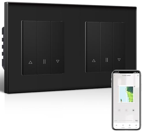 BSEEDLIFE Smart WIFI Doppio interruttore per tapparelle nero, timer per tapparelle WiFi, interruttore intelligente per tapparelle, da incasso, compatibile con Alexa/Google Home, interruttore per tende
