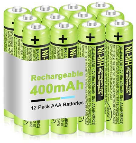 CUCESH Lot de 12 piles rechargeables BK-40AAABU AAA 400 mAh 1,2 V pour téléphone sans fil Panasonic Ni-MH AAA pour télécommandes, appareils électroniques