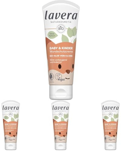 lavera Baby & Kinder Wundschutzcreme - Windelcreme - schützt & beruhigt - gegen Wundwerden - ohne Duft- & Konservierungsstoffe - vegan - Naturkosmetik - 75 ml (Packung mit 4)