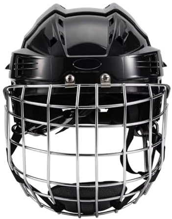 PETSOLA Casco de Hockey Casco Deportivo Casco para Entrenamiento Accesorio Resistente Ajuste Cómodo con Acolchado Interno Adecuado para Patinaje, Negro, 52cm a 58cm