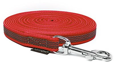 Mystique® Gummierte Schleppleine 12mm ohne Handschlaufe Standard Karabiner rot 10m