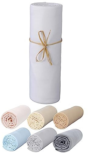 P'tit Basile - Baby Jersey Spannbettlaken 70x140 cm - Spannbetttüch 100% Bio-Baumwolle - Weiß - Stretch-Bettlaken mit Gummizug rundum - Zertifiziert ohne Schadstoffe - Krippen, Babykörbe