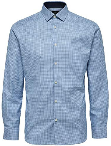 SELECTED HOMME Men's Shdonenew-Mark Shirt Ls Noos Business Shirt, Skyway Checks, L