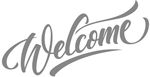 Welcome Willkommen Wandtattoo Sticker Aufkleber Wandaufkleber wiederablösbar (30 cm x 10 cm, Grau)