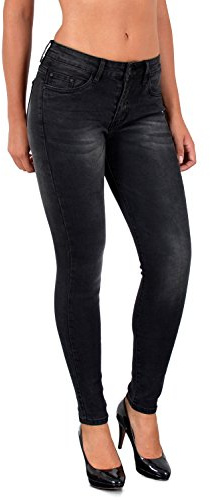 ESRA Damen Jeans Jeanshose Damen Skinny High Waist Hochbund Hose bis Übergröße S300