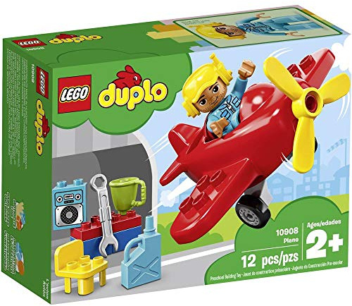 LEGO 10908 DUPLO Town Plane Toy, Early Development and Activity Toy for Toddlers and Kids Aged 2 plus Years Old, Propeller Aeoroplane and Workshop Set