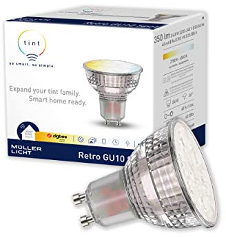 tint Smarte LED-Reflektor Retro – Steuerbar per Alexa oder Fernbedienung – Dimmbare GU10 Glühbirne mit warm- und kaltweißem Licht 2700-6500 K, 5 W