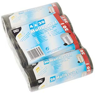 PAPSTAR 80 Müllbeutel, LDPE 30 l 60 cm x 50 cm grau, Sie erhalten 80 Stück