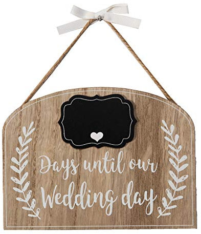 LOVE STORY Wedding Countdown Days Until our Wedding' Countdown Plaque Gift boxed Sign with Chalk