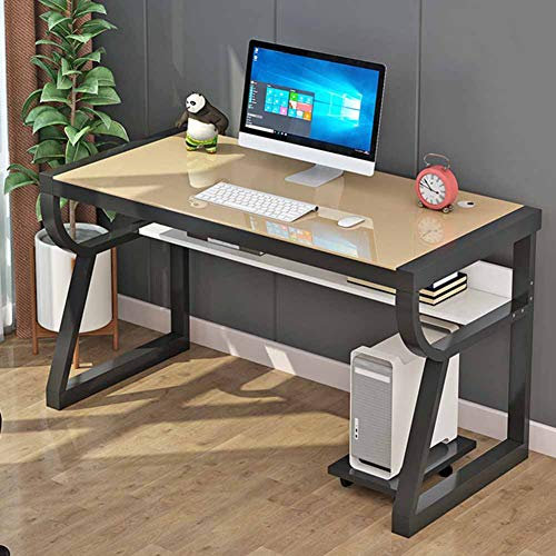MNSSRN-MM Gehärteter Glas Desktop, verschleißfesten verdickten einfachen modernen Spieltisch Büro Schlafzimmer Schreibtisch Desktop Computertisch,A,100 * 60 * 76cm