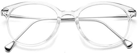 OYMI Clear Lens Glasses Round Eyeglasses Frame Non-Prescription Glasses for Women Men (Transparent/Silver)