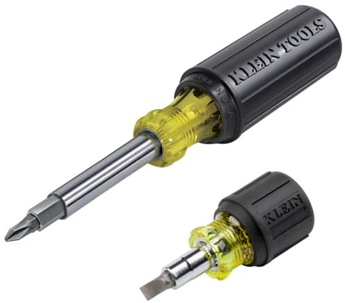 Klein Tools 80027 Screwdriver Set, 11-in-1 Multi-bit Screwdriver, 6-in-1 Stubby Screwdriver, Phillips, Slotted, Square, Torx Bits, 2-Piece