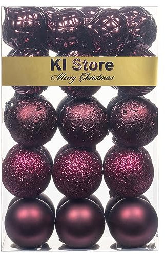 weihnachtskugeln Kunststoff 30 Stücke 6CM Ornamente für Weihnachtsbaum Christbaumkugeln Weihnachtsdekoration Kugeln (Magenta lila, 6cm)