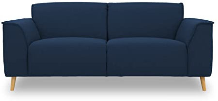 DOMO. collection Sofa Jules FK 2, 5 Sitzer, 2, 5er Couch in skandinavischer Optik, mit Federkernpolsterung, Garniur mit Holzfüßen, 193 x 90 x 81 cm (BxTxH), in dunkelblau