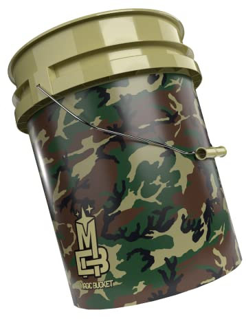 MAGIC BUCKET | Wascheimer für Auto Handwäsche Camouflage Grün | 5 US GALLONEN ca. 20 Liter | kompatibel mit Grit Guard, Detail Guardz Dirt Lock, Chemical Guys Dirt Trap, Gamma Lid