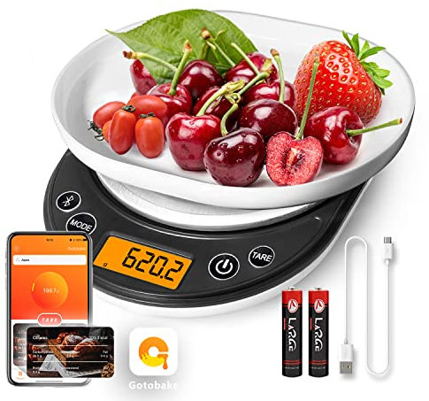 UNIWEIGH Digital Kitchen Scale 6.6lb/3kg, Food Scale with Nutritional Calculator APP,Cooking Scale Digital Weight Grams and oz,Food Weight Scale for Keto Macro Weight Loss,Baking,Cooking,USB Scales