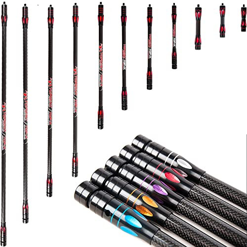 wolfman Bogenschießen Bogen Stabilisator Ausgleichsstange 4-34 Zoll Kohlefaser Stabilisatorstange Dämpfungsgewicht Stoßdämpferstange für Compoundbogen Recurvebogen Jagdzubehör (10 Zoll, Rot)