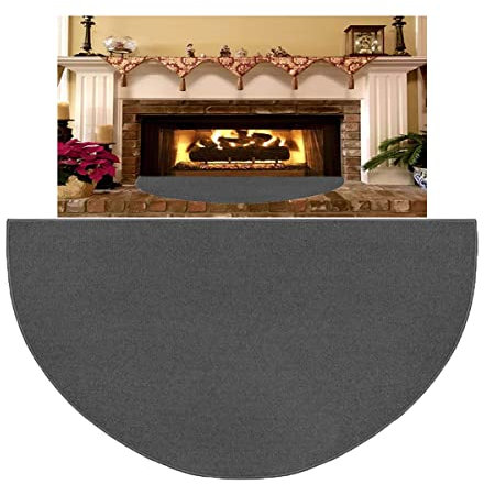 63″x37″ Extra Large Half Round Fireproof Fireplace Mat Hearth Area Rug - Fire Retardant Fiberglass Carpet - Fire Flame Resistant Floor Covering Protection Pad Non-Slip Floor Protector