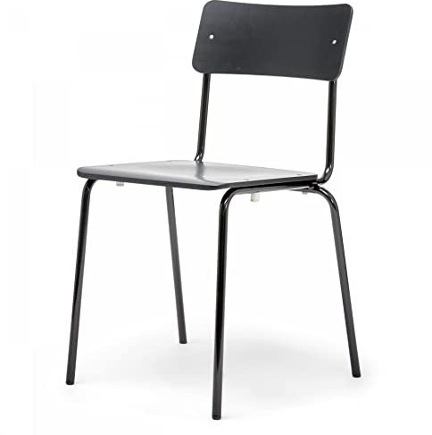 Modulor Stahlrohrstuhl Comeback 041, stapelbarer Stuhl mit 45 cm Sitzhöhe und 78 cm Gesamthöhe, Breite x Tiefe: 40 cm x 40 cm, EIN DDR-Klassiker in schwarz gebeizt, lackiert (schwarz)