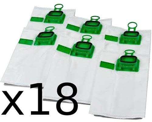 mistericambio - Sacchetti aspirapolvere Folletto VK140/150, 18 sacchetti in microfibra antiacaro, compatibili con Vorwerk Folletto VK140 e VK150, con alloggio per profumo e durata di 60 giorni