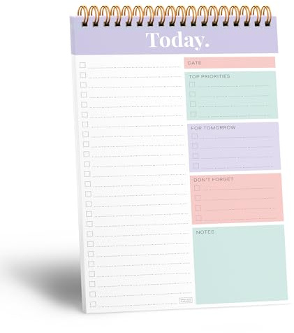 SWEETZER & ORANGE S&O Daily Planner Notepad for Productivity - 52 Page Every Day To Do Logbook- Undated Guide and Organizer - Routine work List Journal- Coiled Regular Task pad - MAUVE