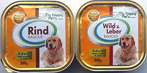 54 x 300g MY HAPPY PETS Hundefutter Ragout 2 verschiedene Sorten