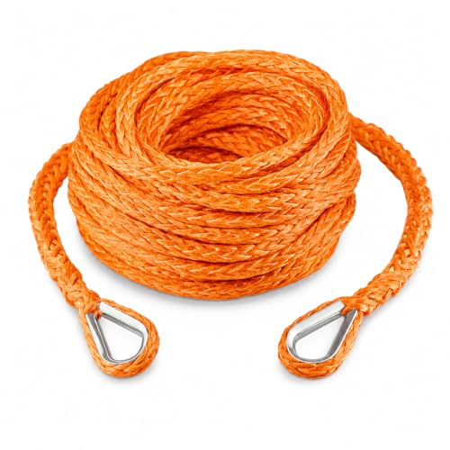 Ucreative 3/8 Inch x 50 Feet Synthetic Winch Rope Extension 26,500 Lbs for Off Road Vehicle ATV UTV SUV Orange