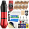 Kit de tatuajes inalámbricos hawink pistola de giratoria con fuente alimentación de tatuajes inalámbricos LCD digital 3.7v batería de tatuajes de litio 1600mah batería de tatuajes 1 tinta 7 EKHWP6-2