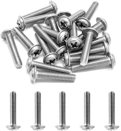 Cjueiom 20 Pack M4 Door Knob Screws, M4 x 18mm Stainless Steel Phillips Screws, Pan Washer Head, Kitchen Bedroom Drawer Cupboard Closet Pulls Handles