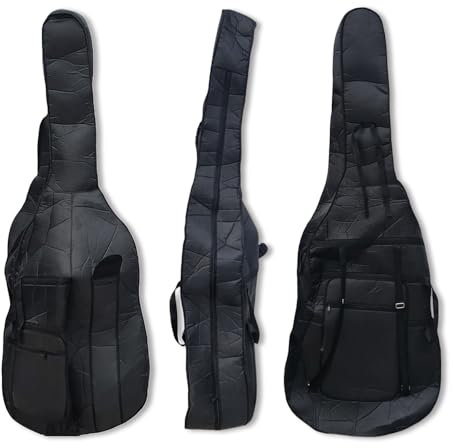 WUQIMUSC 3/4 aufrechte Kontrabass-Tasche aus Oxford-Stoff mit weichem Futter, Schwarz