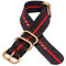 PAKMEZ Zulu Style Watch Band 18-24mm 5 Ringe Schnalle Nylon Uhrengurt, 2Black 1red, 20mm
