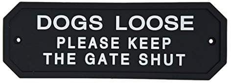 Duiaynke PVC Dog Loose Gate Sign, Rustic Wall Plaque Board Door Wall Hanging Decor for Garden Gate Family Gate Club Bar Decor