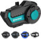 Moman Motorrad Intercom Headset, H2 Pro【1 Pack Cyan】 Motorradhelm Gegensprechanlage Wireless 5.1 Kommunikationssystem 1000M FM Radio Wasserdicht IP65, Motorrad-Intercom-Headset-Helm-Motorcycle