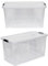 Kreher® XL Aufbewahrungsboxen mit Deckel aus Lebensmittel-geeignetem Kunststoff in Transparent. Stapelbare Lagerboxen für Haushalt, Garage, Industrie (80 Liter, 2er Set)