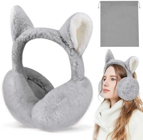 SMARONG Cache Oreilles Femme Couvre Oreilles Cache Oreilles en Peluche Pliable Cache Oreille Chaud Chauffe-oreilles Hiver Chaud Couvre Oreilles Earmuffs Réglables Doux Cadeau Hiver pour Filles Femmes