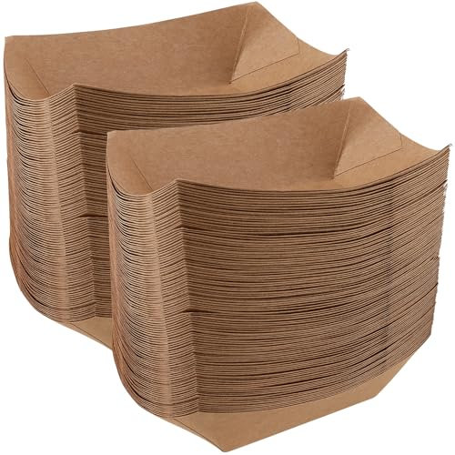 ZOENHOU 100 cuencos de cartón kraft de 165 x 120 x 25 mm, recipientes para aperitivos, papel para aperitivos, para comida rápida, patatas fritas, aperitivos, ensaladas y aperitivos, papel, marrón
