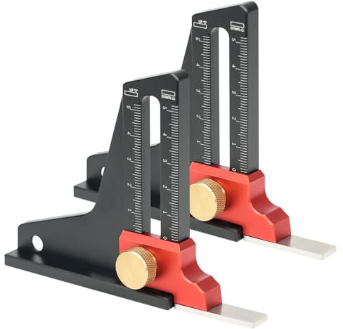 Jauge de profondeur de scie de table, jauge de profondeur et de hauteur, jauge de hauteur en alliage d'aluminium pour menuisier mesure du bois (2 pièces)