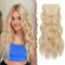 FESHFEN Clip in Extensions, 4PCS 50 cm Voller Kopf Haarverlängerungen mit Clips Synthetik Gewellte Haarextension Blond Wavy Haar Extensions Clip in Haarteil für Frauen, 180g