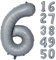 Grau Geburtstag Ballon Zahl 6 Große Graue Ballon Zahlen Luftballons 6 jahre Grau Ballons für Party Deko Hochzeit Valentinstag Einschulung Kindergeburtstag Babyparty Abschluss Dekoration