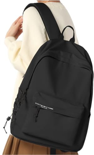 HYC00 School Bag Lightweight School Backpack for Girls Teenager Casual Daypacks Women School Bags for Girls Secondary High School 14 Inch Laptop Rucksack Backpack for School College Work Bookbag,Black
