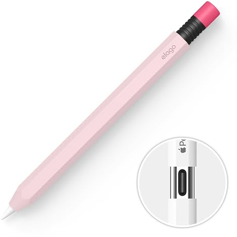 elago Cover Classico Compatibile con Apple Pencil (USB-C), Presa Perfetta, Pelle Protettiva, Custodia in Silicone, Supporta l'Attacco Magnetico (Rosa)