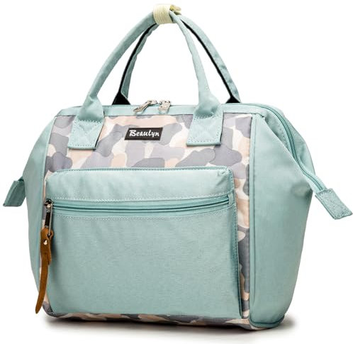 Beaulyn Wickeltasche Kleine, Lässig Wickelrucksack mit Isolierter Tasche,Baby Windeltasche Rucksack für Unterwegs