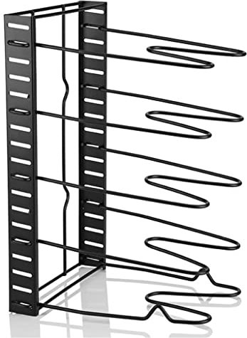 Soporte multifuncional para tapa de olla, organizador de ollas y sartenes para gabinete, ajustable, 8 niveles antideslizantes con 3 métodos de bricolaje, organizador de cocina para ollas y sartenes