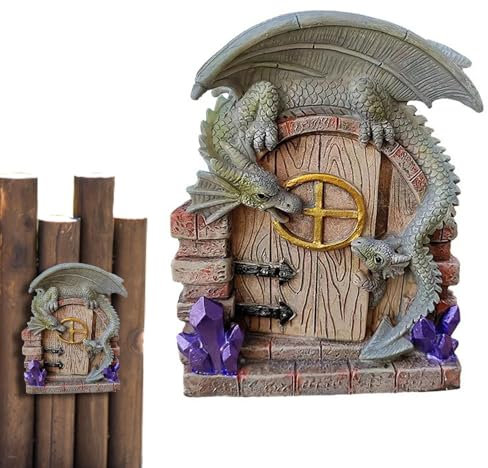Garten-Drachenstatue im Freien, Drachen-Wanddekoration - -Drachenhofstatue des Wächtertors | Drachentür-Wandstatue und Skulptur-Anhänger, Cartoon-Gartenfigur für Innen- und Außenhofdekoration