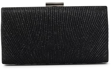 MICHELLE MOON Handtasche Damen Klein Elegant mit Glitzer | Abendtasche Schwarz | Clutch Schwarz für Hochzeit, Party und besondere Anlässe | Handtasche Damen Schwarz mit abnehmbarer Schulterkette