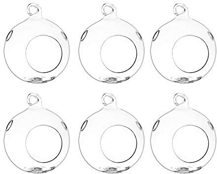Yolaka 6-teiliges Glas-Pflanzgefäß, 11,9 cm, rund, Luftpflanzen, Terrarium, Globus-Set für Sukkulenten, Kerzen, Teelichthalter, Glas-Gartendekoration für Zuhause, Party