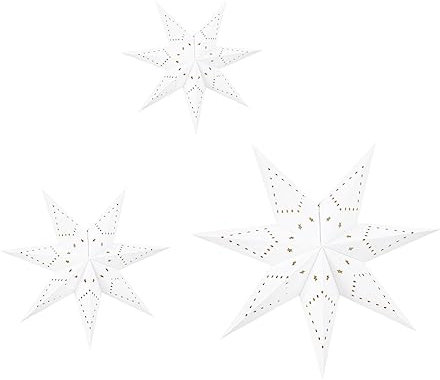 Angoily 3st Siebenzackiger Sternanhänger Lampenschirm Wand Dekoration Solar- Dekorative Wohnaccessoires Lichter Vorhang-solarleuchten Tisch Kronleuchter Party Laternen Papier Weiß
