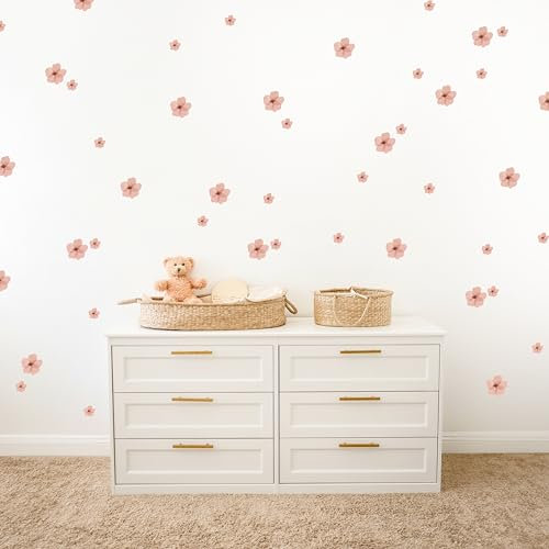 Wally Fox - Wandtattoo Kinderzimmer - Kinderzimmer Deko - Wandtattoo Kinderzimmer Mädchen - Wanddeko - Blumen - Rosa - 86 Stück